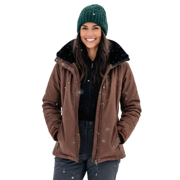 Spyder Jackets & Blazers - Spyder Womens Brown Insulated Ski Jacket with Faux Fur Collar Size 10 EUC